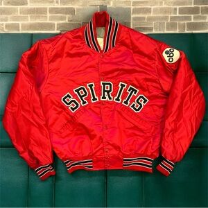 Vintage Detroit Spirits CBA DeLong Sportswear Satin Bomber Varsity Jacket Mens M